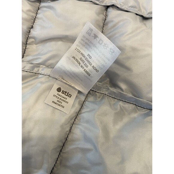 STIO Womens Down Hooded Parka Size XL Navy Puffer Long Warm Ski Outdoor Coat - Picture 11 of 16